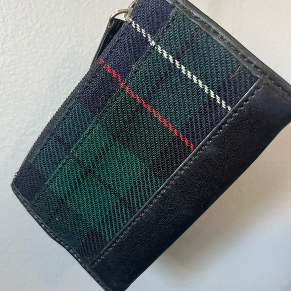 Coach Skinny Mini Wool Tartan Plaid Zip Card Case Keychain Black Leather - Picture 6 of 16